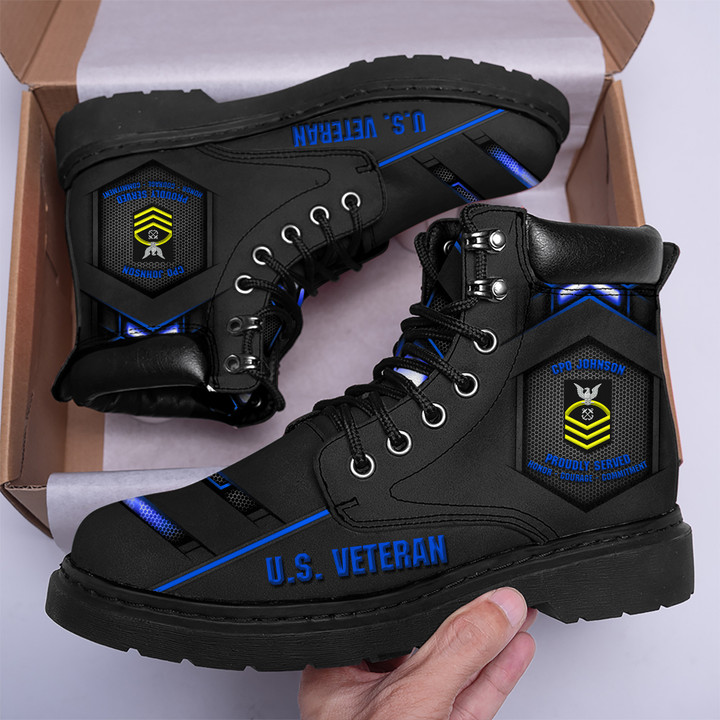 USN Veteran - Personalized Classic Boots - Men