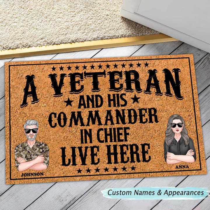 Personalized Doormat For Veteran Couple