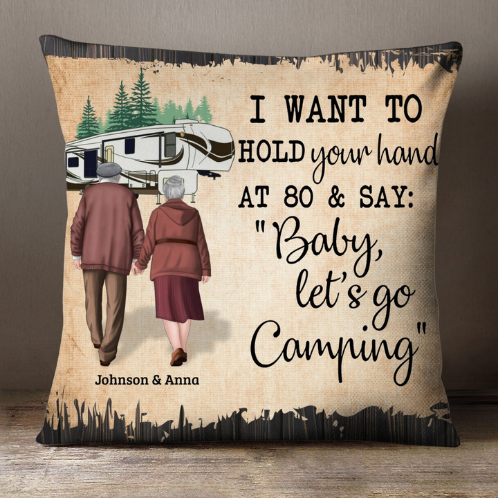 Old Couple Let's Go Camping - Personalized Custom Pillow