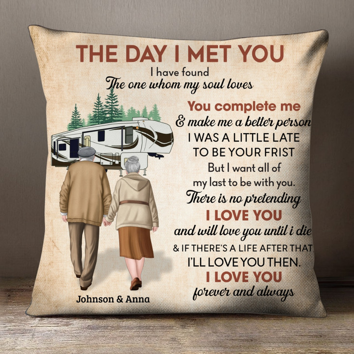 Old Couple The Day I Met You - Personalized Custom Pillow
