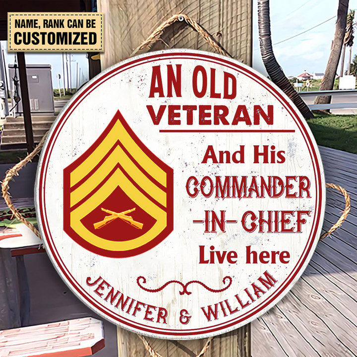 Marines Veteran - Personalized Wooden Sign