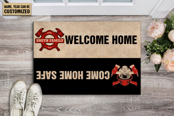 Firefighter - Personalized Rubber Base Doormat