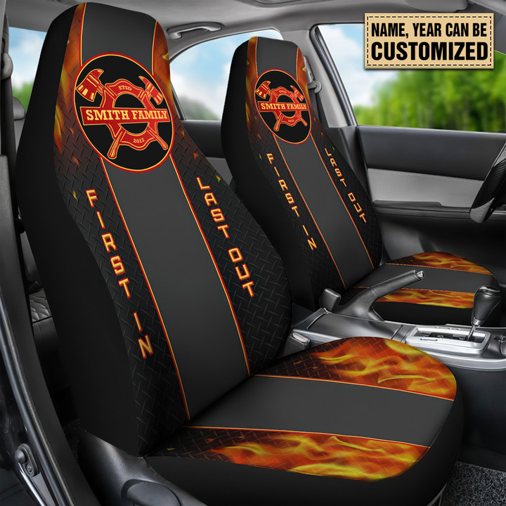 Firefighter - Personalized Car Seat Covers - Universal Fit - Set 2