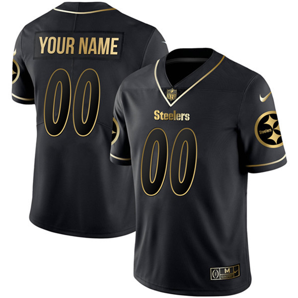Steelers Black Gold Custom Name and Number - All Stitched