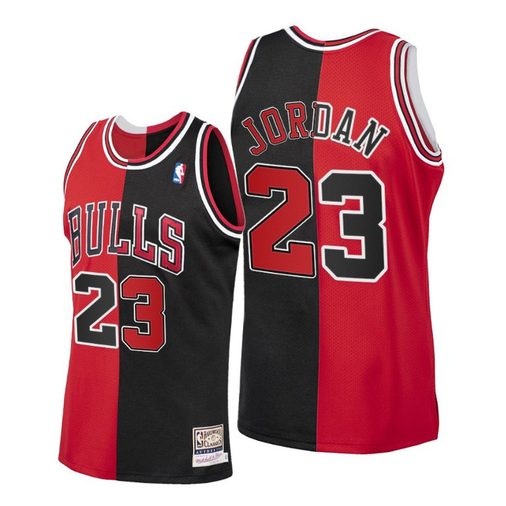 Michael Jordan Chicago Bulls Split Red Black Jersey - All Stitched