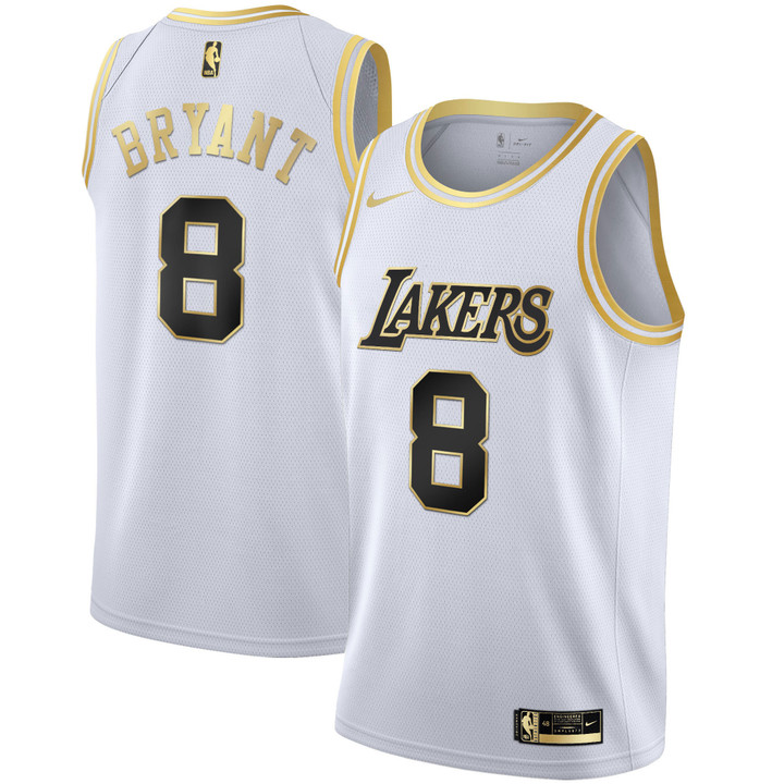 Kobe Bryant Los Angeles Lakers White Gold & Black Gold Jersey - All Stitched