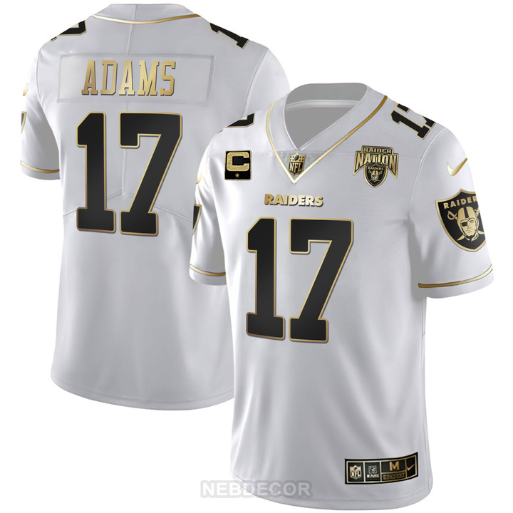 Men's Raider Nation Patch White Gold and Black Gold Jersey - All Stitched