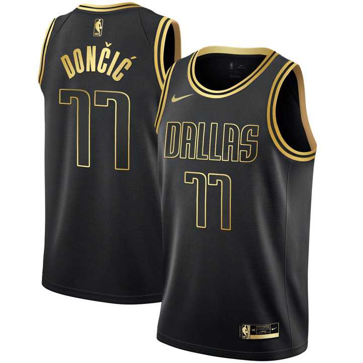 Luka Doncic Dallas Mavericks White Gold & Black Gold Jersey - All Stitched