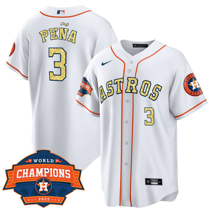 Houston Astros Special White Gold 2022 World Series Champions Patch Jersey – All Stitched