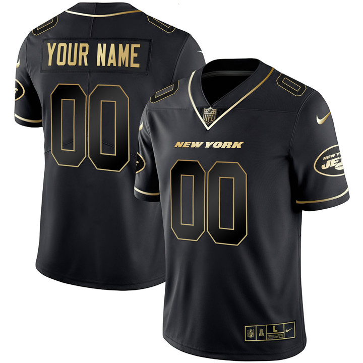 Jets Black Gold Custom Name and Number - All Stitched