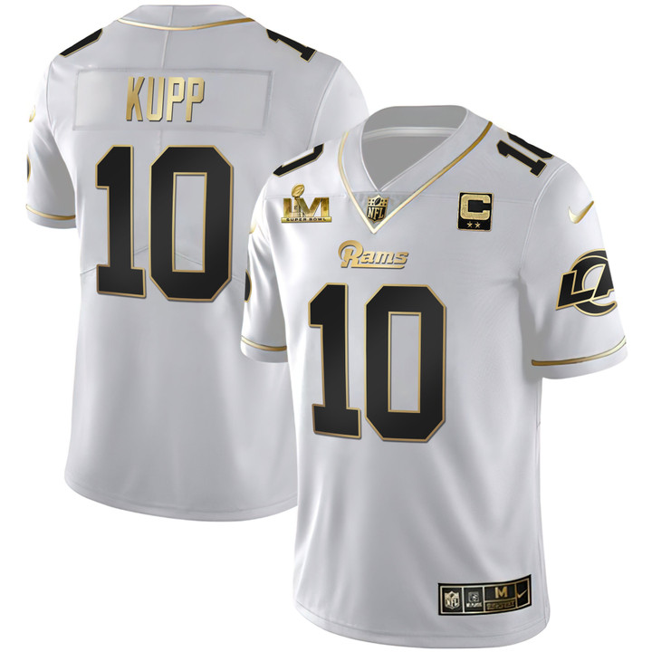 Men's Los Angeles Rams Super Bowl LVI White Gold & Black Gold Jersey - All Stitched