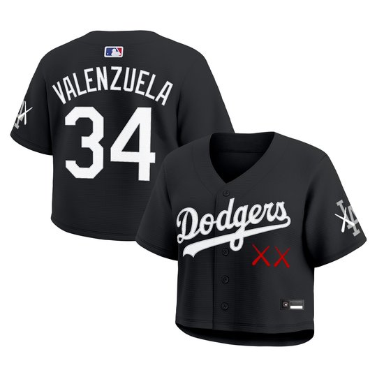 Women's Los Angeles Dodgers x KAWS Cropped Baseball Jersey - All Stitched
