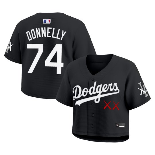 Women's Los Angeles Dodgers x KAWS Cropped Baseball Jersey - All Stitched