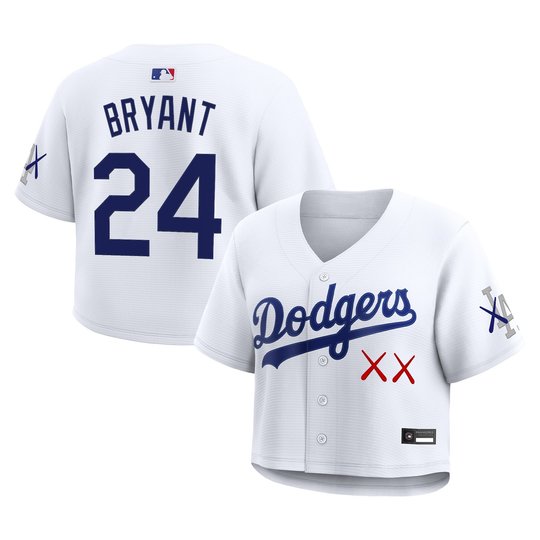 Women's Los Angeles Dodgers x KAWS Cropped Baseball Jersey - All Stitched