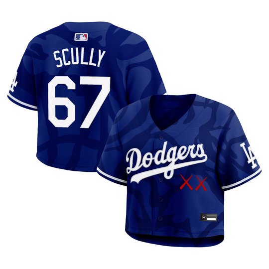 Women's Los Angeles Dodgers x KAWS Cropped Baseball Jersey - All Stitched