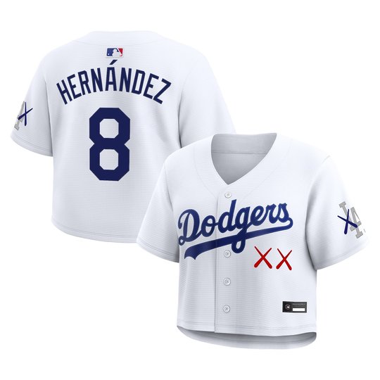 Women's Los Angeles Dodgers x KAWS Cropped Baseball Jersey - All Stitched