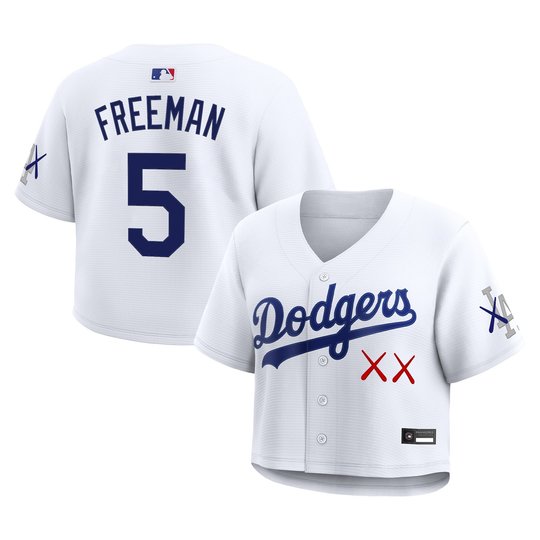 Women's Los Angeles Dodgers x KAWS Cropped Baseball Jersey - All Stitched