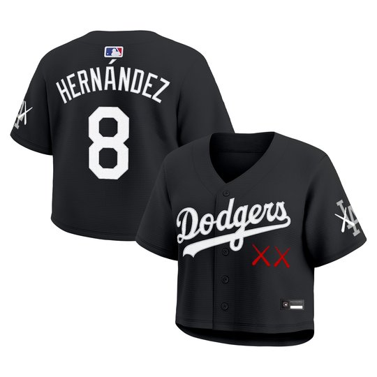 Women's Los Angeles Dodgers x KAWS Cropped Baseball Jersey - All Stitched