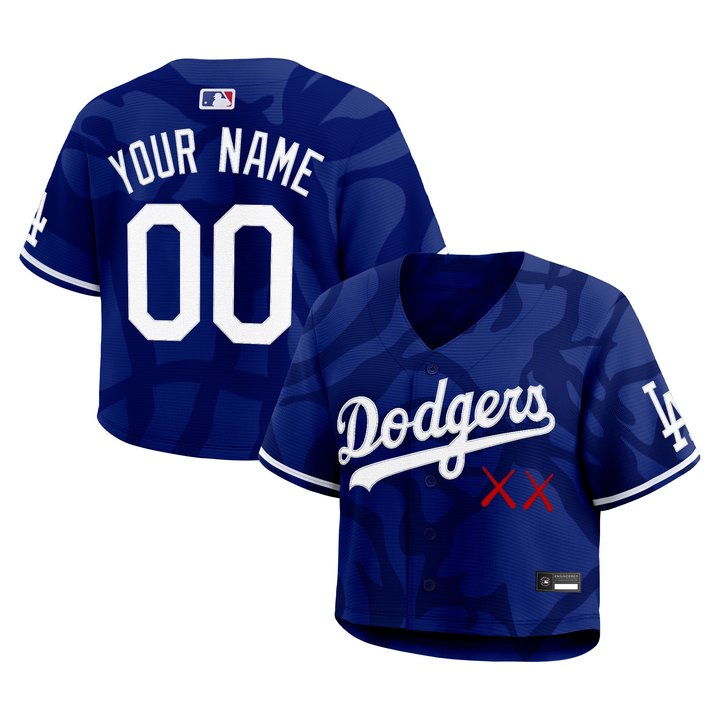 Women's Los Angeles Dodgers x KAWS Cropped Baseball Custom Jersey - All Stitched