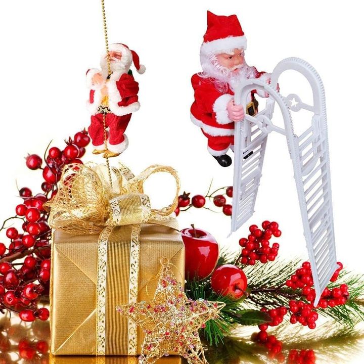 Christmas Decorations Santa Claus Climb Ladder Climb Rope Electric Christmas Ornament with Music
