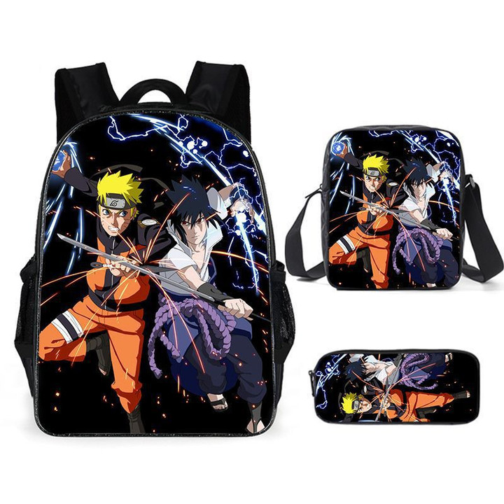 Naruto Anime Uzumaki Backapck Lunch Bag School Bag for Teens 16 Inch