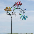 Wind Spinner With Three Spinning Flowers And Butterflies