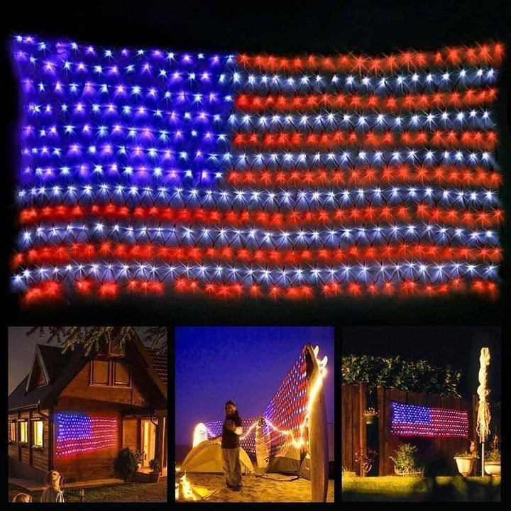 American Flag String Lights 420 LED Large USA Flag Outdoor Lights