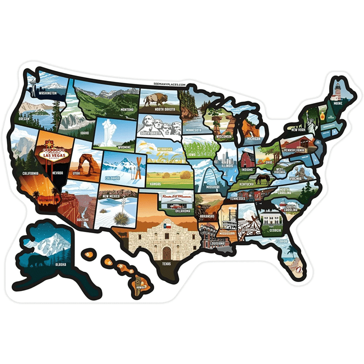 RV State Sticker Travel Map of The United States