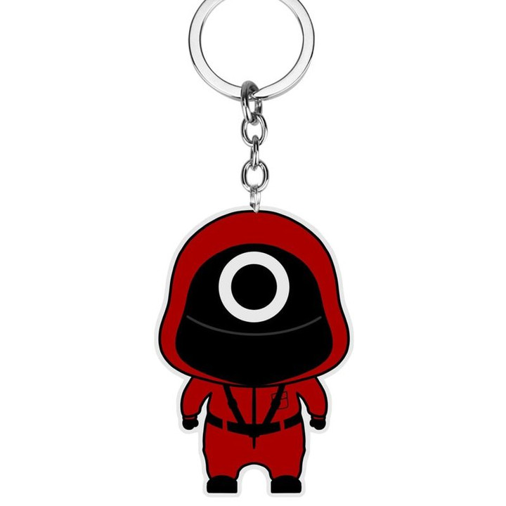 Squid Game Figures Mask Keychain Charms Accessories Round Six Cosplay Keychains for Ladies Women Men Kids Key Chain Toys Gift