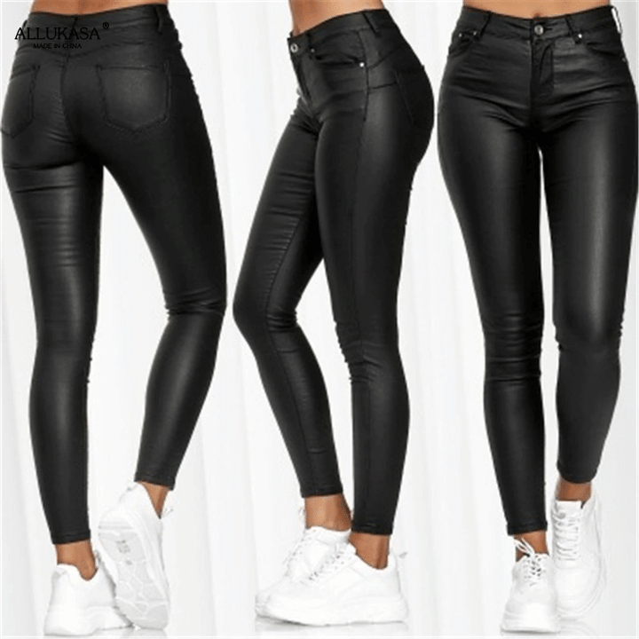 Leather Pants Women,  Stretch Bodycon Leather Pants