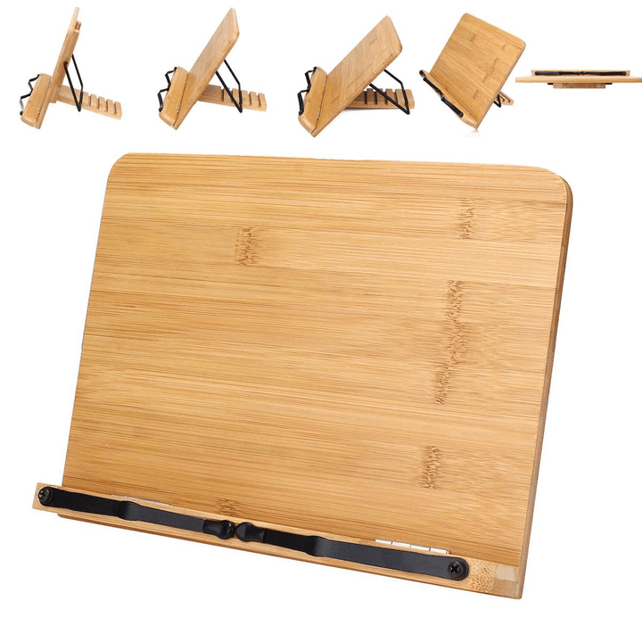 Adjustable cookbook stand wood