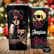 Personalized Gothic Girl Skull Roses Tumbler 20oz - 1