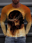 Long Sleeve Crew Neck Christian Print T-shirt - 3