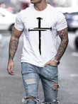 Mens Cross Print Jesus Christian Casual T-shirt - 2