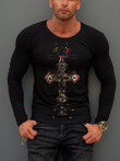 Mens Slim Round Neck Christian Printed Long Sleeve T-Shirt - 2