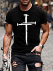 Mens Cross Print Jesus Christian Casual T-shirt - 1