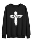 Mens casual cross jesus print sweatshirt - 2