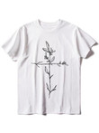 Womens Floral Cross Round Neck Short-Sleeved T-shirt - 2