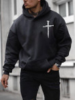 Mens Cross Bust Black Hooded Sweatshirt - 1