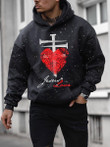 Mens Jesus Love Black Hooded Sweatshirt - 1