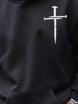 Mens Cross Bust Black Hooded Sweatshirt - 2