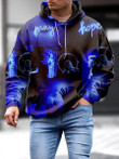 Mens Jesus Love Dark Blue Fluorescent Hooded Sweatshirt - 1