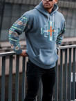 Mens ethnic print christ cross hoodie - 2