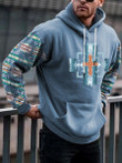 Mens ethnic print christ cross hoodie - 1