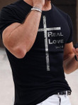 Mens Fashion Letter Jesus Cross Print Short Sleeve T-shirt - 2