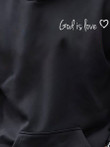 Mens God Is Love Heart Black Hooded Sweatshirt - 2