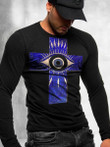 Mens Fashion Cross Eyes Print Long Sleeve T-Shirt - 2