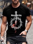 Mens Nail Cross Thorns Short Sleeve T-shirt - 1