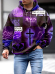Mens Jesus Cross Purple Fluorescent Hoodie - 1