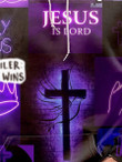 Mens Jesus Cross Purple Fluorescent Hoodie - 2